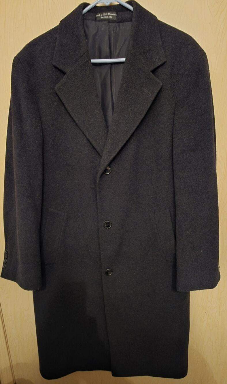 Weatherproof Mens Cashmere Blend Long Dress Overcoat Soft Black Sz S-38